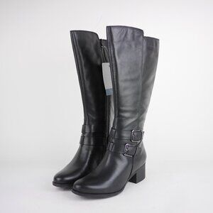 NATURALIZER Women's 7.5 Black leather knee high boots low heeled shoes DALE